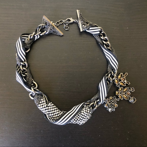 Vintage crystal and ribbon statement necklace - Picture 4 of 7